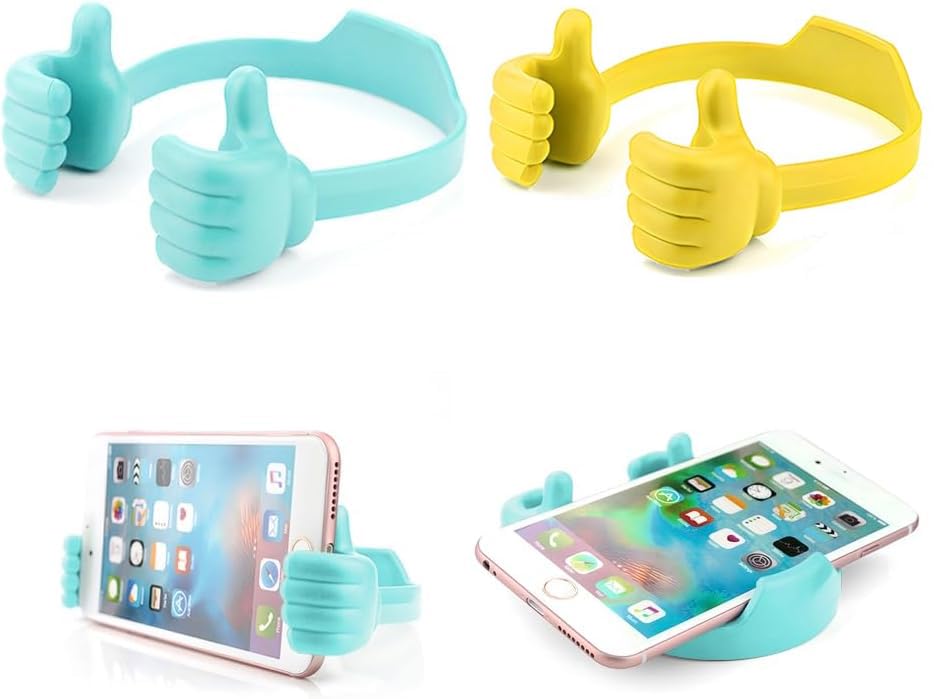 BUTEFO Thumbs up Cell Phone Holder Adjustable Silicone Tablet Stand Portable Desktop OK Stands Compatible for iPhone iPad Samsung Motorcycle Google TCL (Multi Colors, 8)