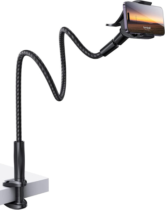 Lamicall Nylon Braided Gooseneck Phone Holder for Bed, 38" Overall Length | 360° Rotating Phone Clamp, Aluminum Core Flexible Arm, Stable Hands-Free Viewing for Bed, Desk, Headboard, Fits 4-7" Phones