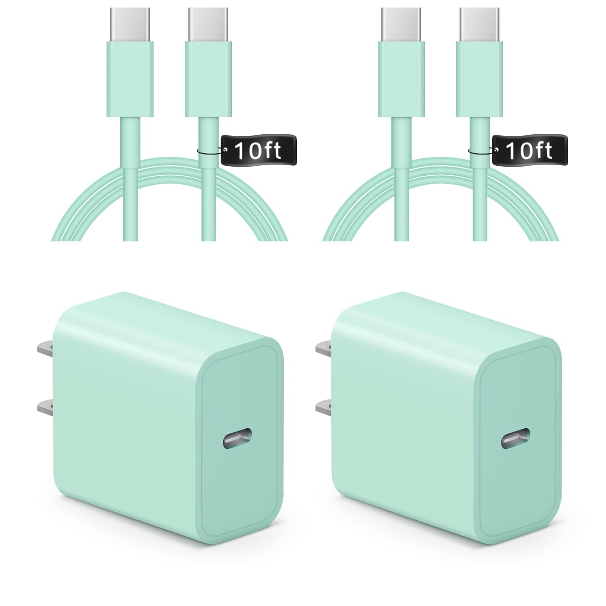 iPhone 17 16 15 Charger Fast Charging 10FT - 20W USB C Charger Block | with 10FT Extra Long Type C to C Cable Compatible with iPhone 17/17 Pro/17 Pro Max/Air/16/16e/15, iPad Pro, iPad Air (White)