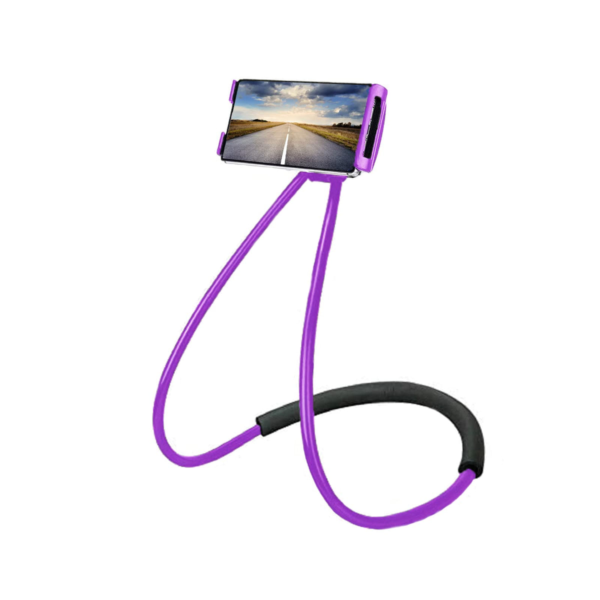 Chapter Seven Universal Smart Mobile Phone Stand,Hanging on Neck Cell Phone Mount Holder, Flexible Lazy Bracket DIY Free Rotating for Multiple Functions (Black)