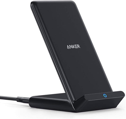 Anker 313 Qi-Certified 10W Max Wireless Charger Stand | Fast Power for iPhone 15 / 14 / 13 / 12 / 11 / X / 8, Galaxy S23 / S22, and More (Micro-USB Cable, Adapter Not Included)