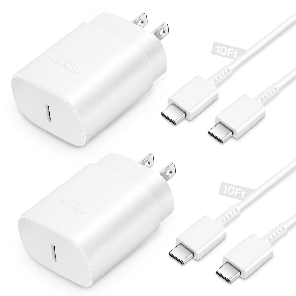 GUUSMART Type C Charger 2-Pack 25W Long 6ft USB C Charger Cable | Type C Charger Fast Charging Block Compatible with Galaxy S26 S25 S24 S23 S22 S21/iPhone 17/16/15 Pro Max/15 Plus-Black