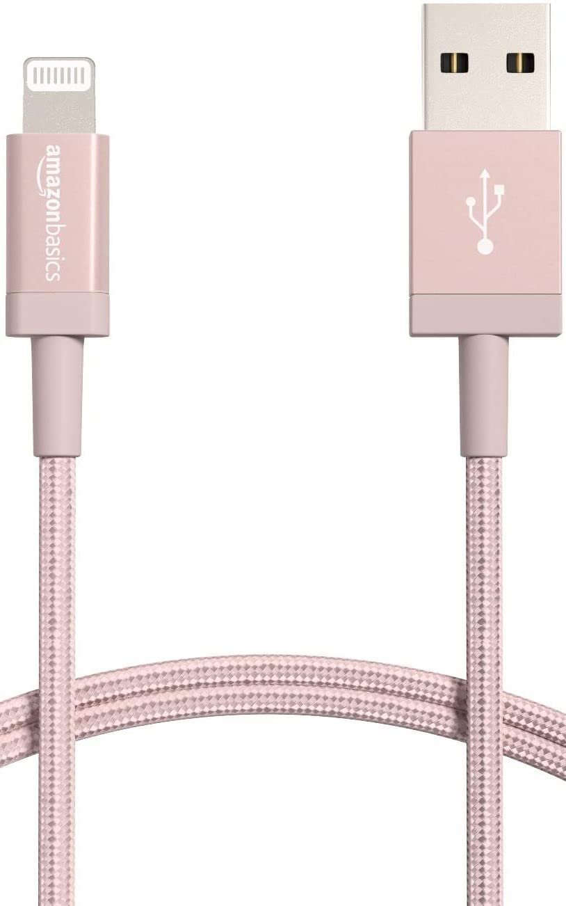 Amazon Basics USB-A to Lightning Cable, Apple MFi Certified, Nylon Braided Cord, Fast Charger for iPhone 14 13 12 11 X Xs Pro, Pro Max, Plus, iPad, 6 Foot, Dark Gray