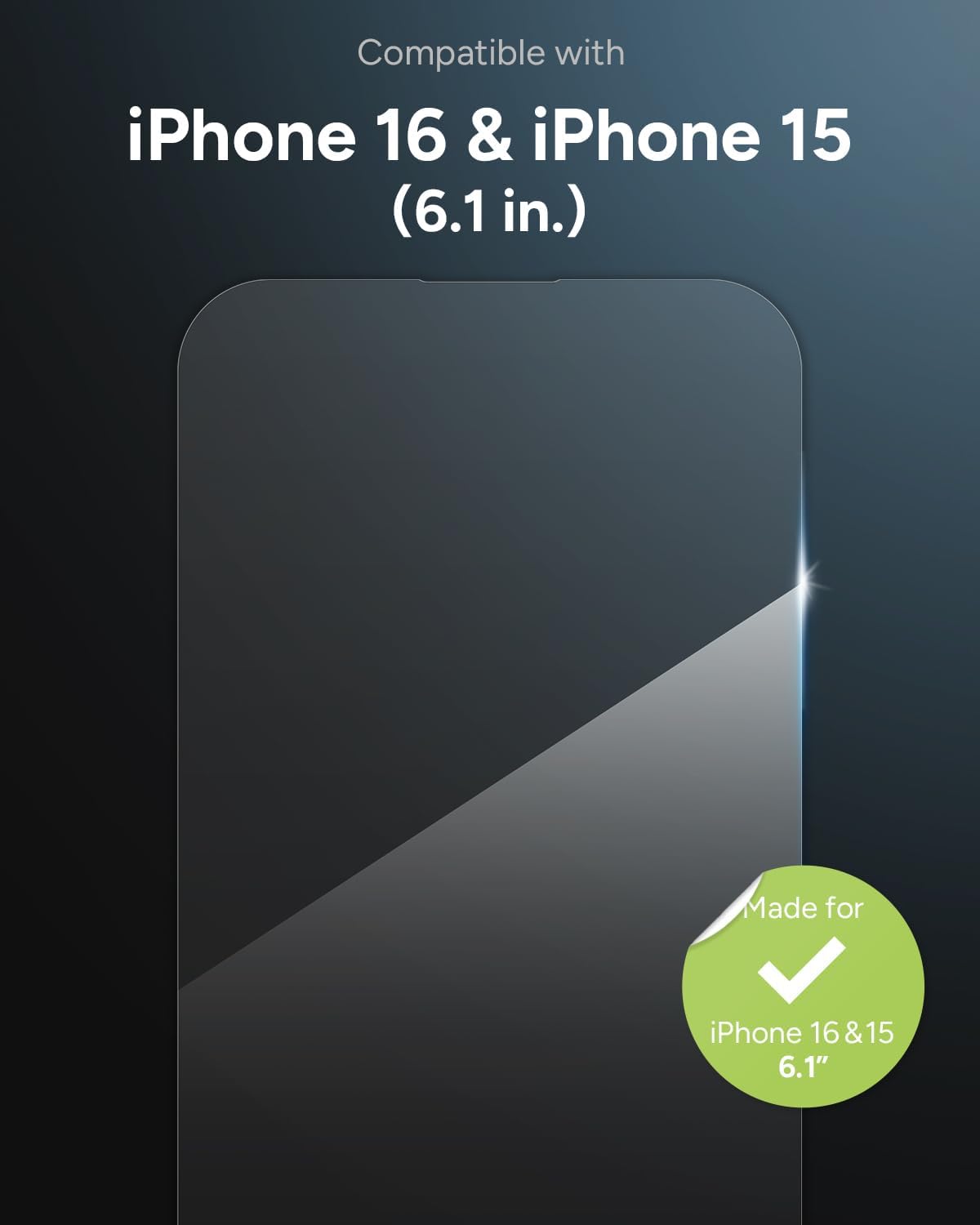 ZAGG Glass+ Screen Protector for iPhone 16/15 – 3X Stronger Tempered Glass with Reinforced Edges, Scratch & Smudge Resistant, InvisibleShield, Easy Installation