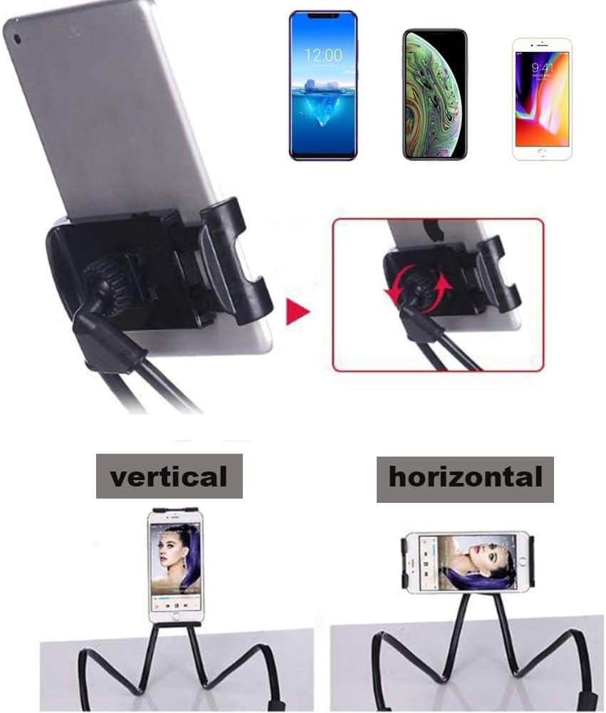 Cell Phone Stand Hanging on Neck Upgraded, Hands-Free Mobile Phone Holder Clip on Bed/Table 360° Rotation iPhone Tablet Mount Bracket, 27.6''/70 cm Length for 4.7''-6.7'' Screen