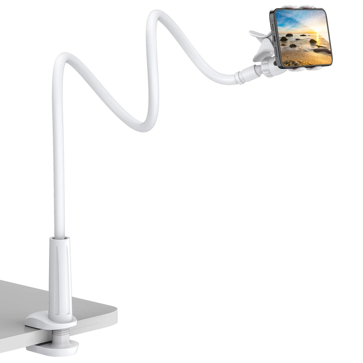 Gooseneck Cell Phone Holder, Universal 360 Flexible Phone Stand Lazy Bracket Mount Long Arms Clamp for Phone 13 Pro Xs Max XR X 8 7 6 6s Plus and Other 3.5~6.7'' Device (Black)