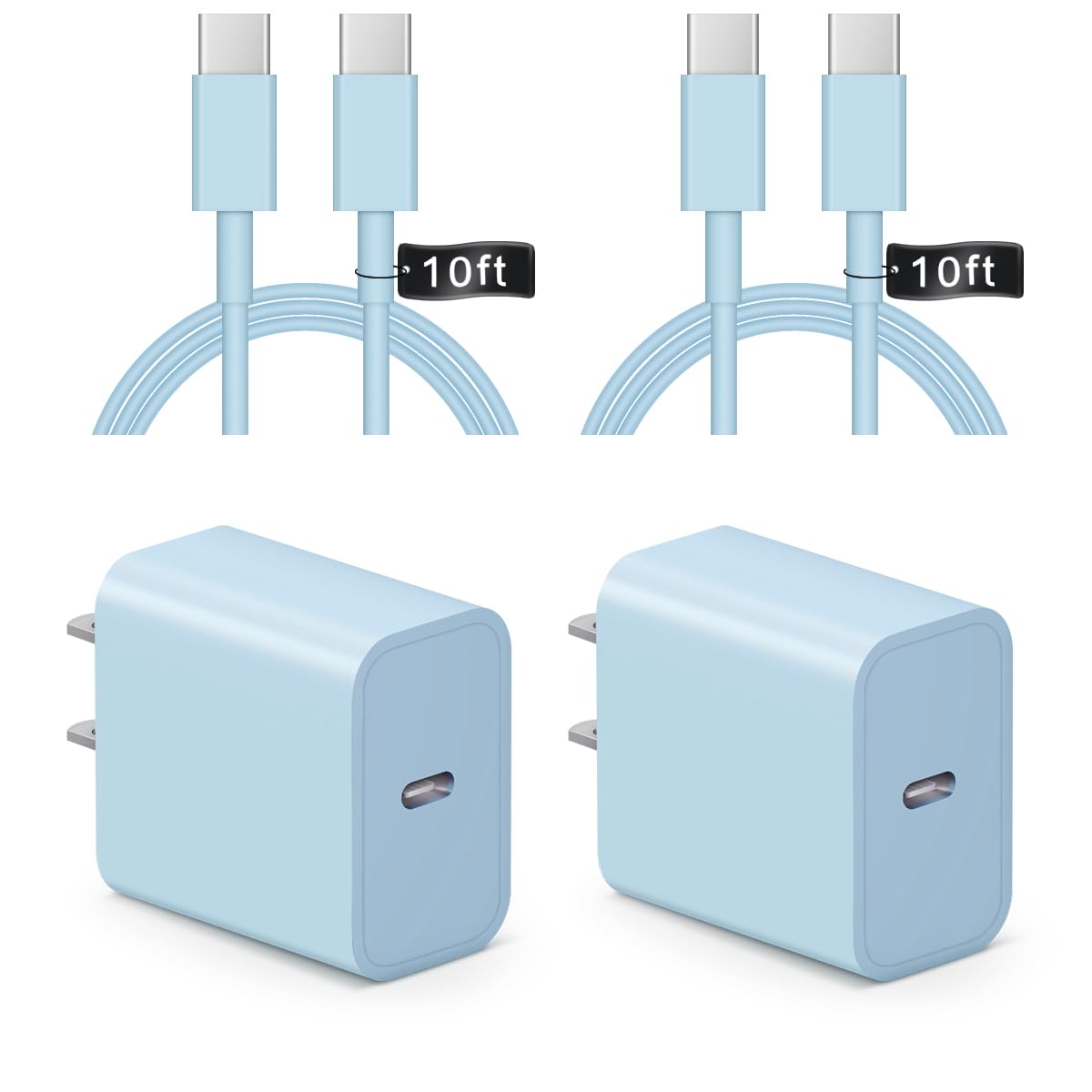 iPhone 17 16 15 Charger Fast Charging 10FT - 20W USB C Charger Block | with 10FT Extra Long Type C to C Cable Compatible with iPhone 17/17 Pro/17 Pro Max/Air/16/16e/15, iPad Pro, iPad Air (White)
