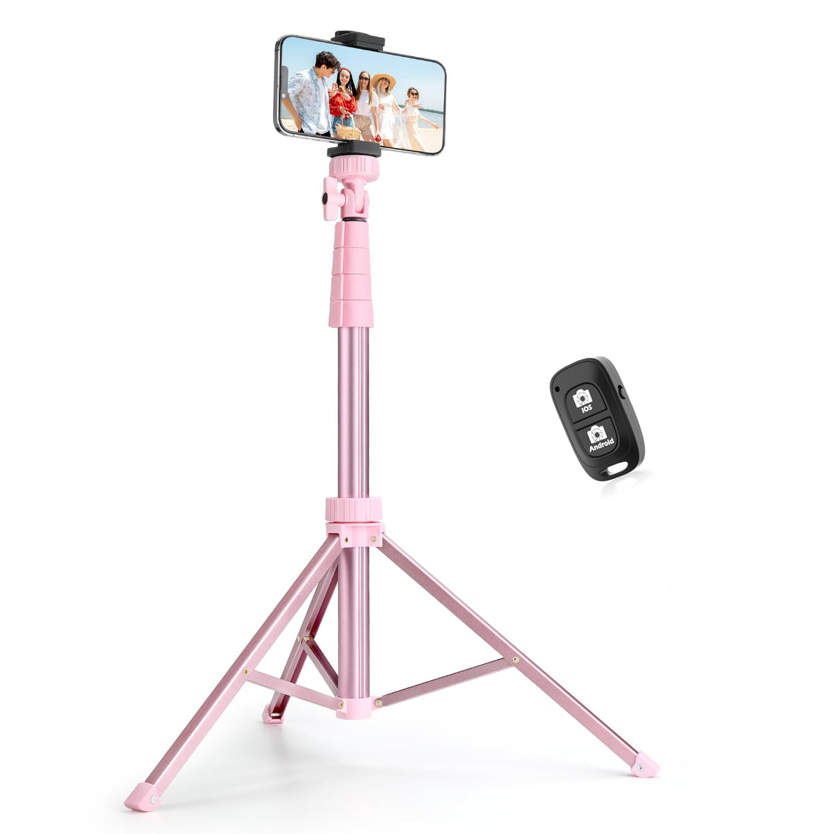 SENSYNE 62" Phone Tripod for iPhone, Extendable Selfie Stick Tripod Stand with Wireless Remote and Phone Holder, Cell Phone Tripod for Video Recording, Compatible with iPhone Android