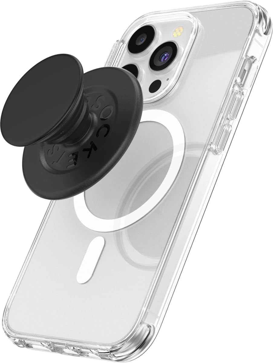 PopSockets Adhesive Phone Grip, Holder- Black | Secure Comfortable Hold, Anti-Drop, Kickstand, Black, iPad, Removable, Popper