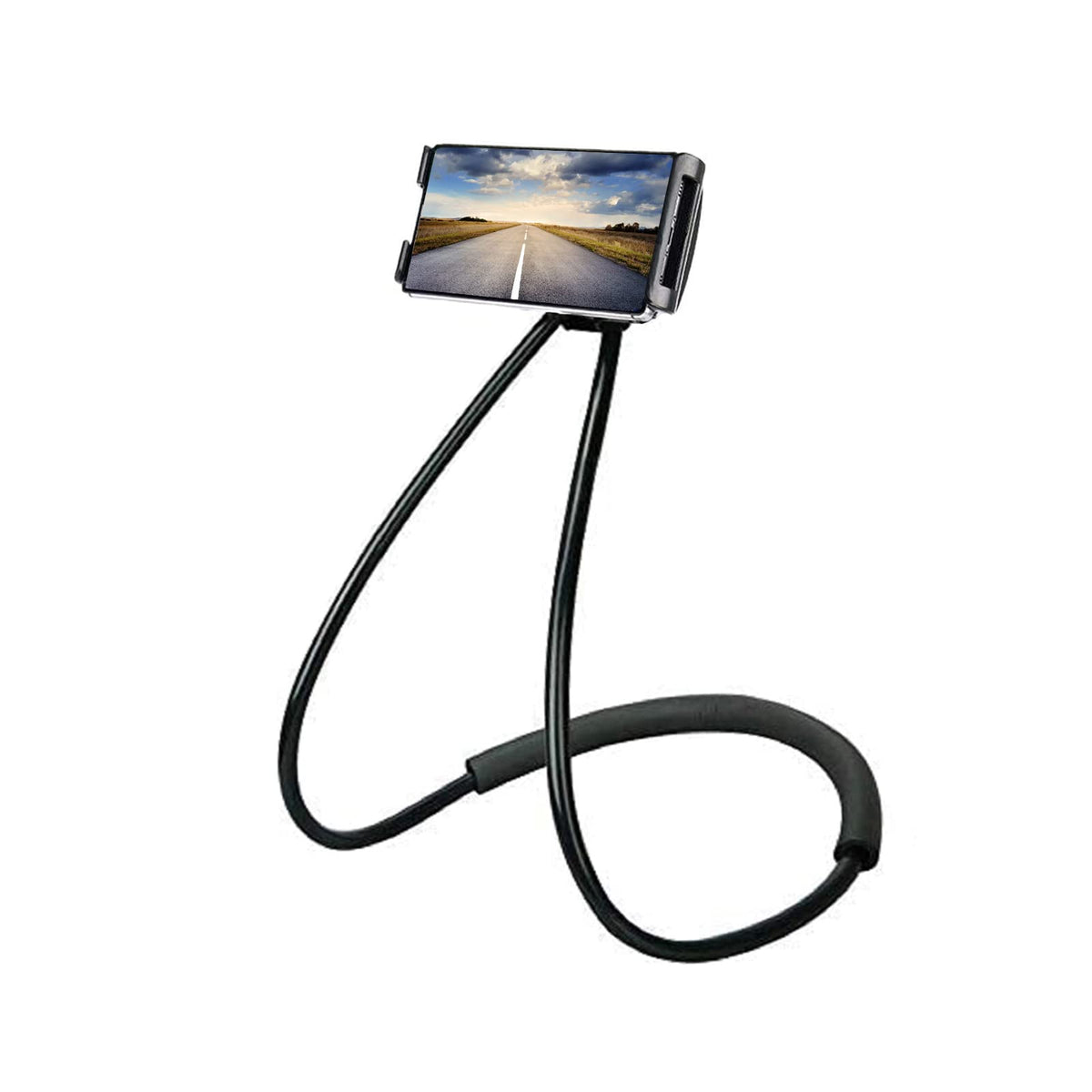 Chapter Seven Universal Smart Mobile Phone Stand,Hanging on Neck Cell Phone Mount Holder, Flexible Lazy Bracket DIY Free Rotating for Multiple Functions (Black)