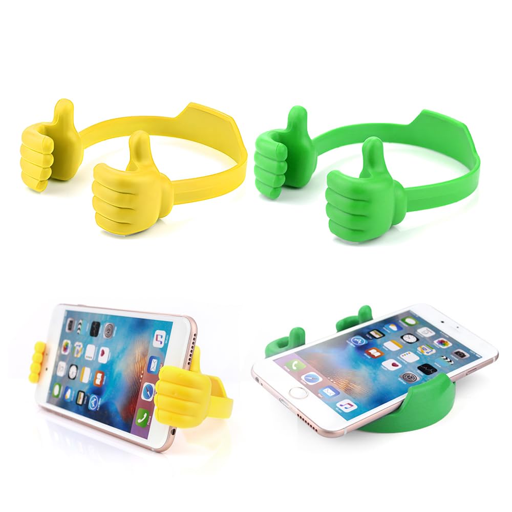 BUTEFO Thumbs up Cell Phone Holder Adjustable Silicone Tablet Stand Portable Desktop OK Stands Compatible for iPhone iPad Samsung Motorcycle Google TCL (Multi Colors, 8)