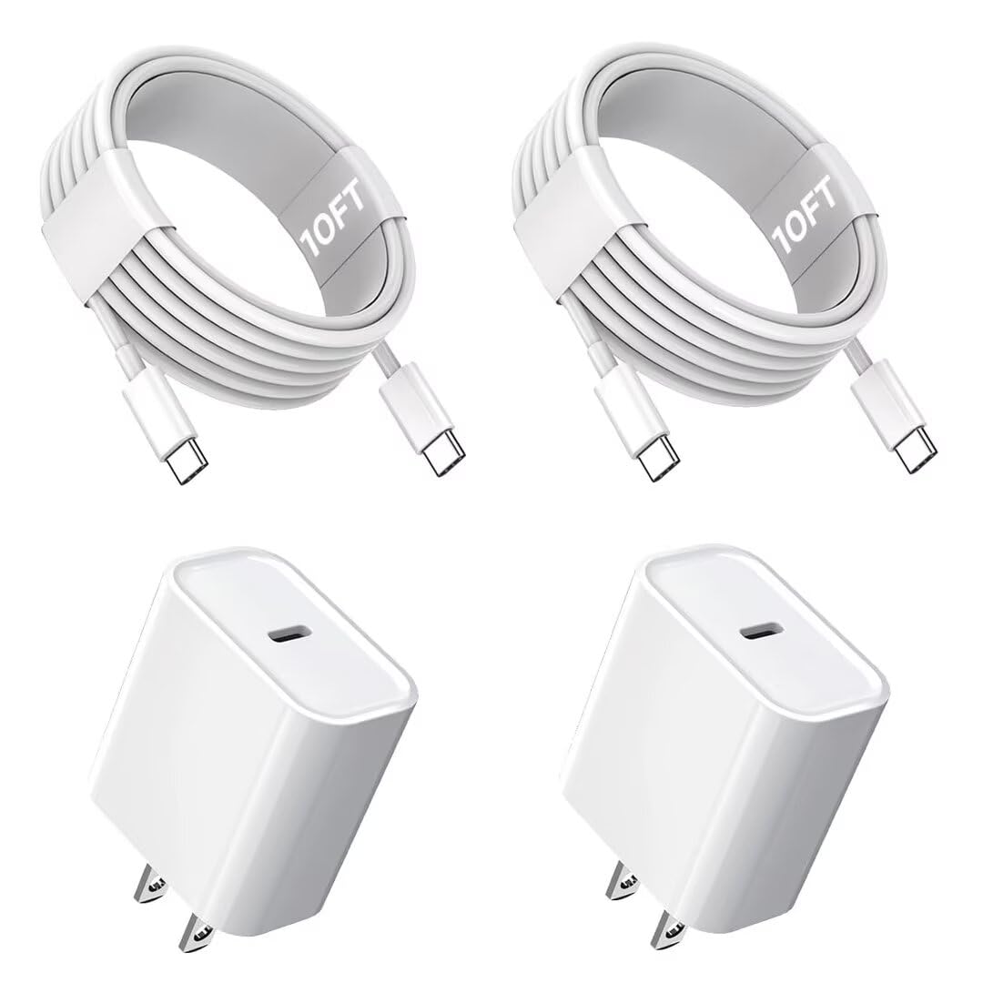 iPhone 17/16/15 Charger, USB C Charger, 2Pack 20W Type C Fast Wall Charge Power Adapter,6FT 60W USB-C to C Cable for iPhone Air/17Pro Max/15/16 Pro Max,iPad Pro 12.9/11 inch,iPad Air 5/4th,AirPods Pro