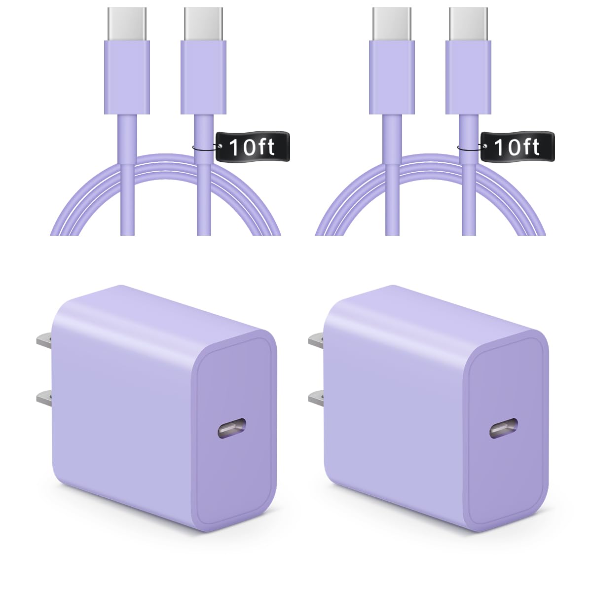 iPhone 17 16 15 Charger Fast Charging 10FT - 20W USB C Charger Block | with 10FT Extra Long Type C to C Cable Compatible with iPhone 17/17 Pro/17 Pro Max/Air/16/16e/15, iPad Pro, iPad Air (White)