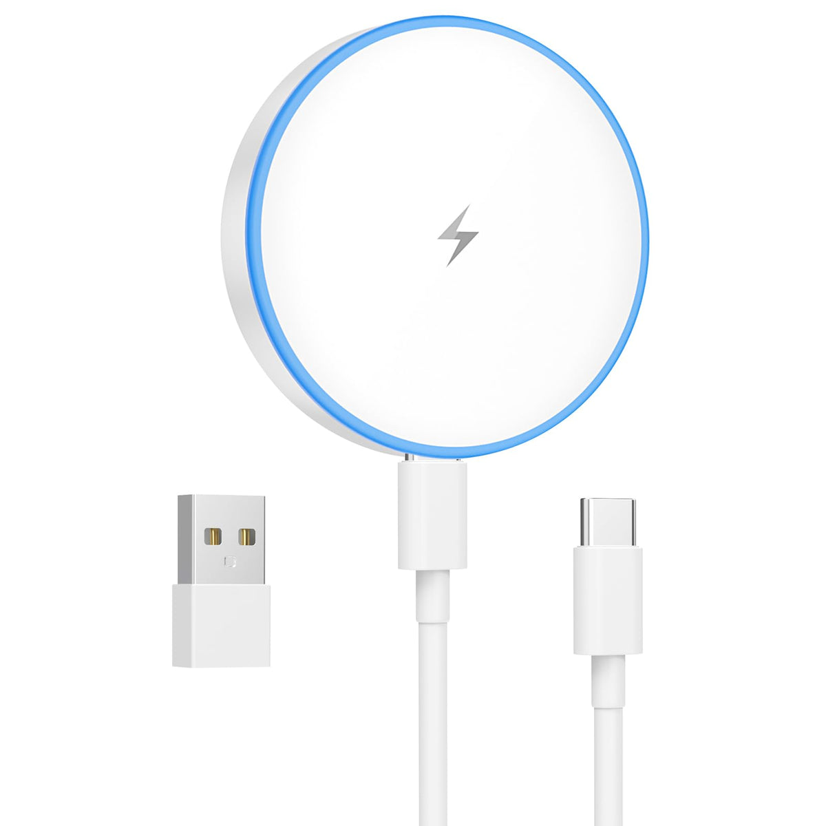MagSafe Charger 2 Pack Magnetic Wireless Charger Fast Charging Pad | Two USB-C cables and two USB-A adapters, compatible with iPhone 17/16/15/14/13/12 Series and AirPods 4/3/2/Pro
