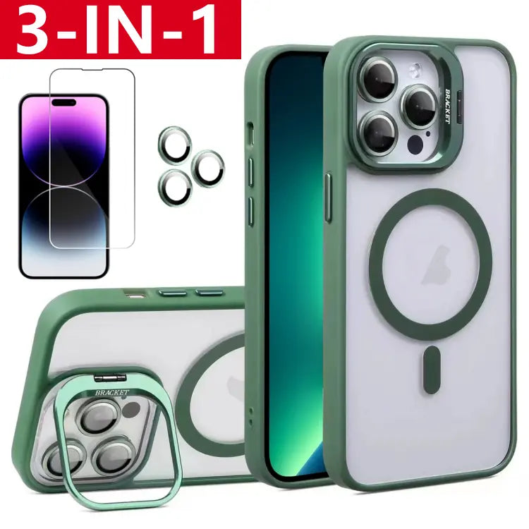 3-in-1 Shockproof Stand Protective Case for iPhone 17 Pro Max 17 16 15 14 13 12 11, with Screen Protector & Camera Lens Protector iPhone Case Cover