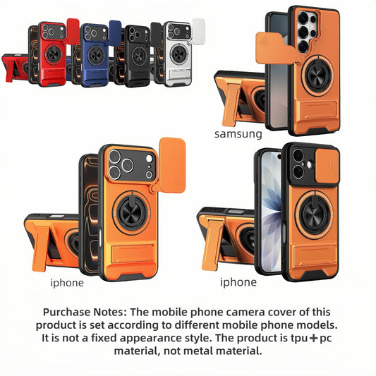 New Mecha Push Window Phone Case, Ring Military Grade Shockproof Cover For iPhone 17/16/15/11 Pro Max & Samsung S26ULTRA S26PLUS S26 S25 S24 S23 S22 21 20