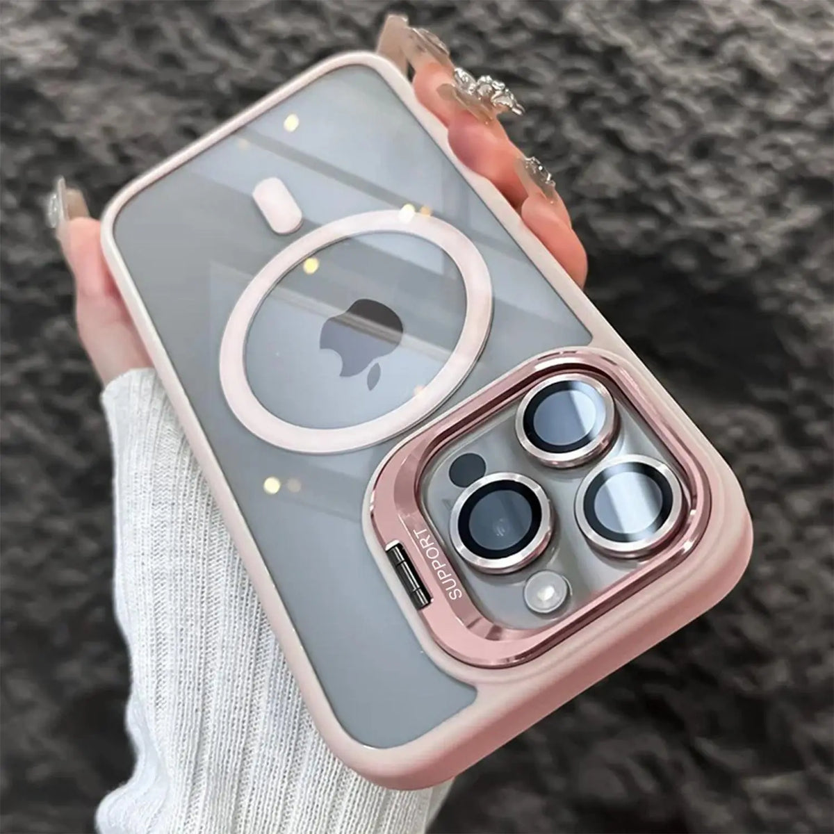 For iPhone 17 Pro Max 17 Air 12 13 14 15 16 Case, Compatible with MagSafe, Built-in Camera Ring Stand, Camera Lens Protector, Military-Grade Protection, Magnetic Phone Case for iPhone 16 15 14 Plus, Clear Kickstand Case