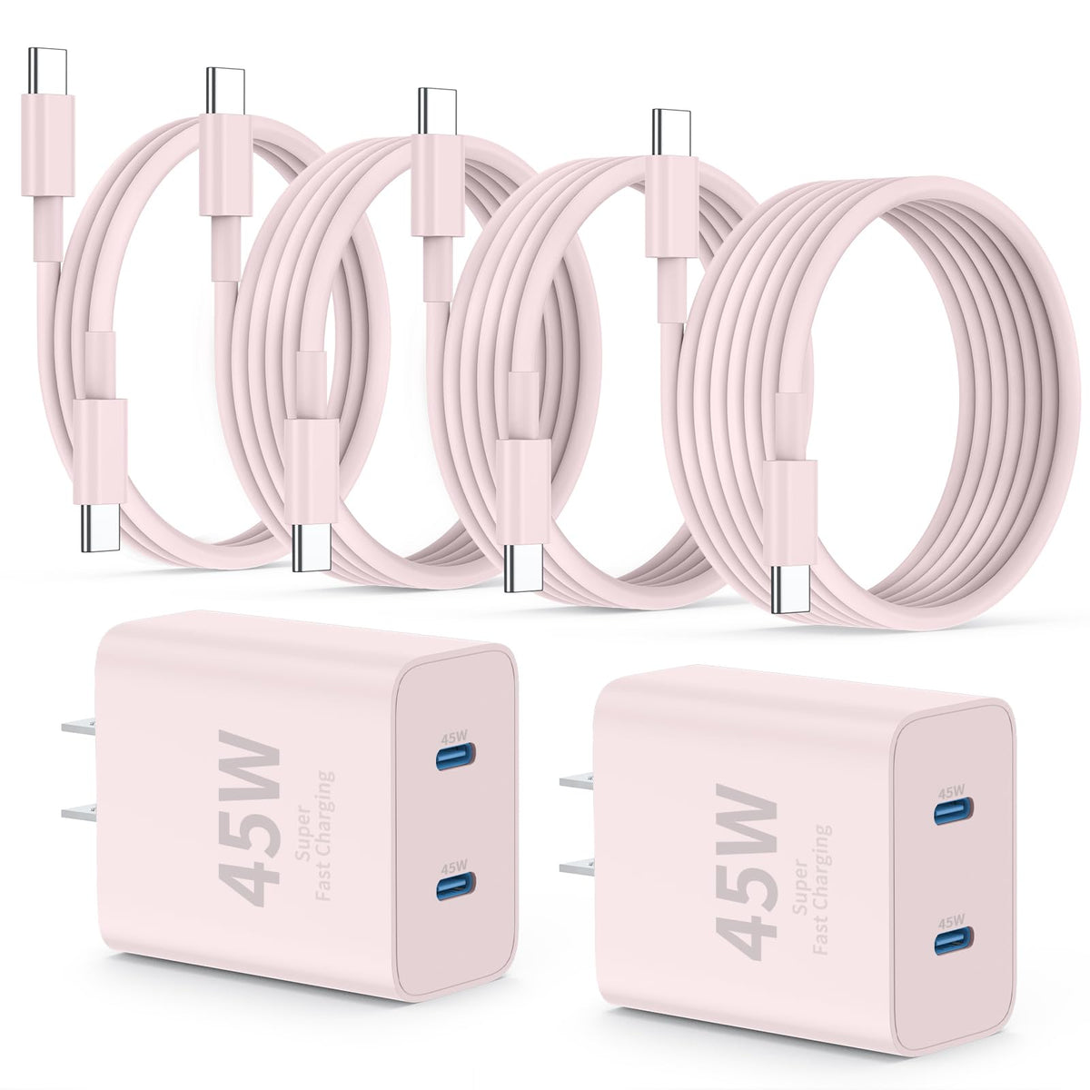 QZIIW Super Fast Samsung Charger Type C,45W Dual Port USB C Fast Charger | Extra Long 60W 3/6/10/10FT USB C Cable - [2-Pack]PD Quick Charging 3.0 For Samsung Galaxy S26 S25 Ultra/S24+/S23 iPhone 17 16