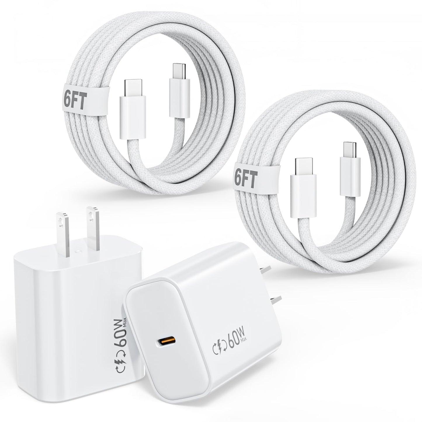 iPhone 17/16/15 Charger, USB C Charger, 2Pack 20W Type C Fast Wall Charge Power Adapter,6FT 60W USB-C to C Cable for iPhone Air/17Pro Max/15/16 Pro Max,iPad Pro 12.9/11 inch,iPad Air 5/4th,AirPods Pro