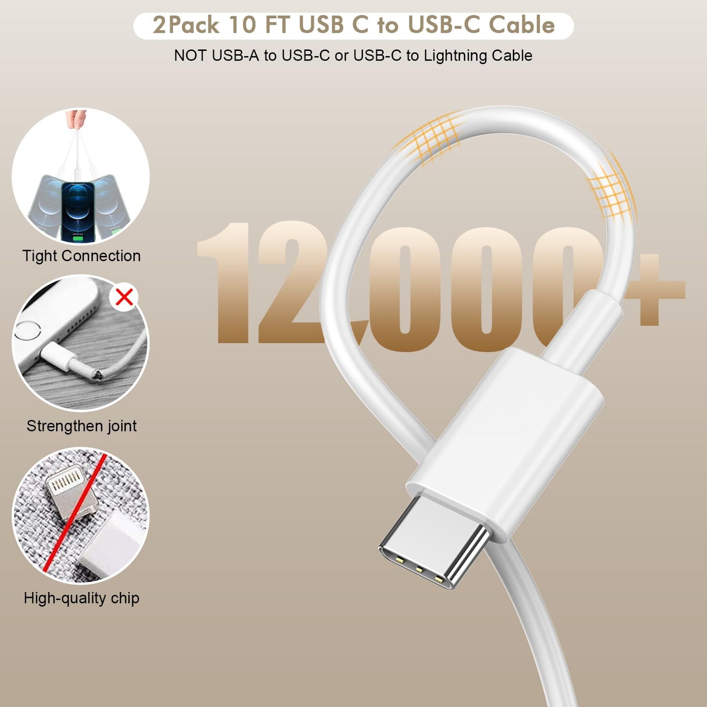 iPhone 17 16 15 Charger Fast Charging, 2Pack 10FT Extra Long USBC to C Cable Cord with 20W Apple iPad USB C Fast Charger USB C Wall Charger Block for iPhone 17/16 Pro Max/17 Air/16 Pro/15/15 Plus,iPad
