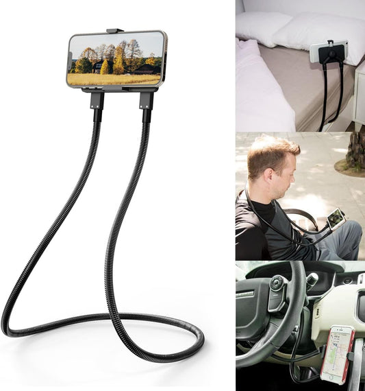 Cell Phone Holder, Universal Mobile Phone Stand, Lazy Bracket, DIY Flexible Mount Stand with Multiple Function (Black)