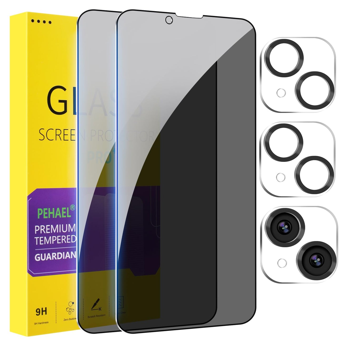 PEHAEL for iPhone 17 Pro Privacy Screen Protector+Camera Lens Protector | 3+3 Pack, Installation Frame, Cleaning kits, Anti-Spy Private, Anti-Scratch, 9H Tempered Glass, Case Friendly, [6.3 inch]
