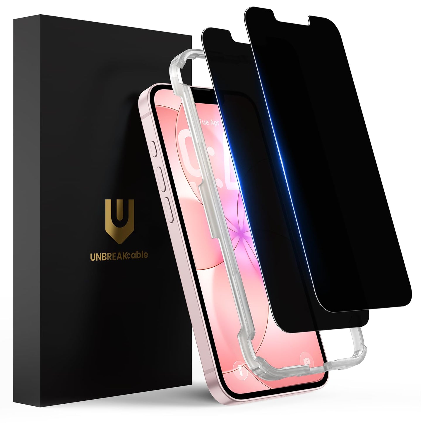 UNBREAKcable Privacy Screen Protector for iPhone 15, 2-Pack | True 28° Anti-Spy, Shatterproof Tempered Glass, 9H Hardness, Easy Install, Bubble-Free, Anti-Scratch, Case Friendly