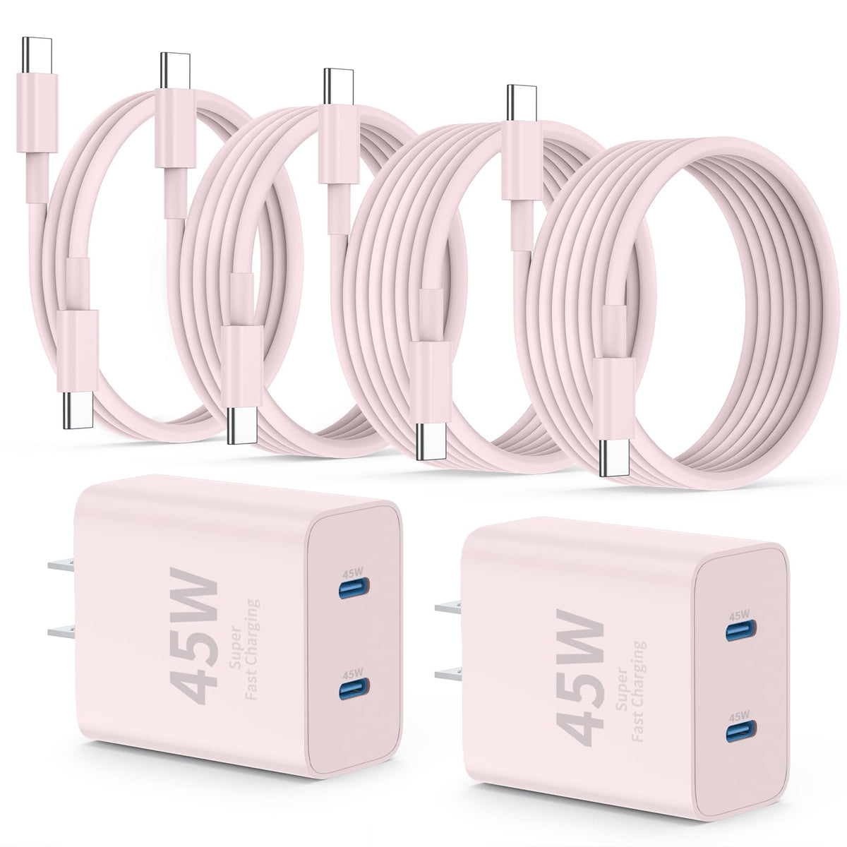 QZIIW Super Fast Samsung Charger Type C,45W Dual Port USB C Fast Charger | Extra Long 60W 3/6/10/10FT USB C Cable - [2-Pack]PD Quick Charging 3.0 For Samsung Galaxy S26 S25 Ultra/S24+/S23 iPhone 17 16