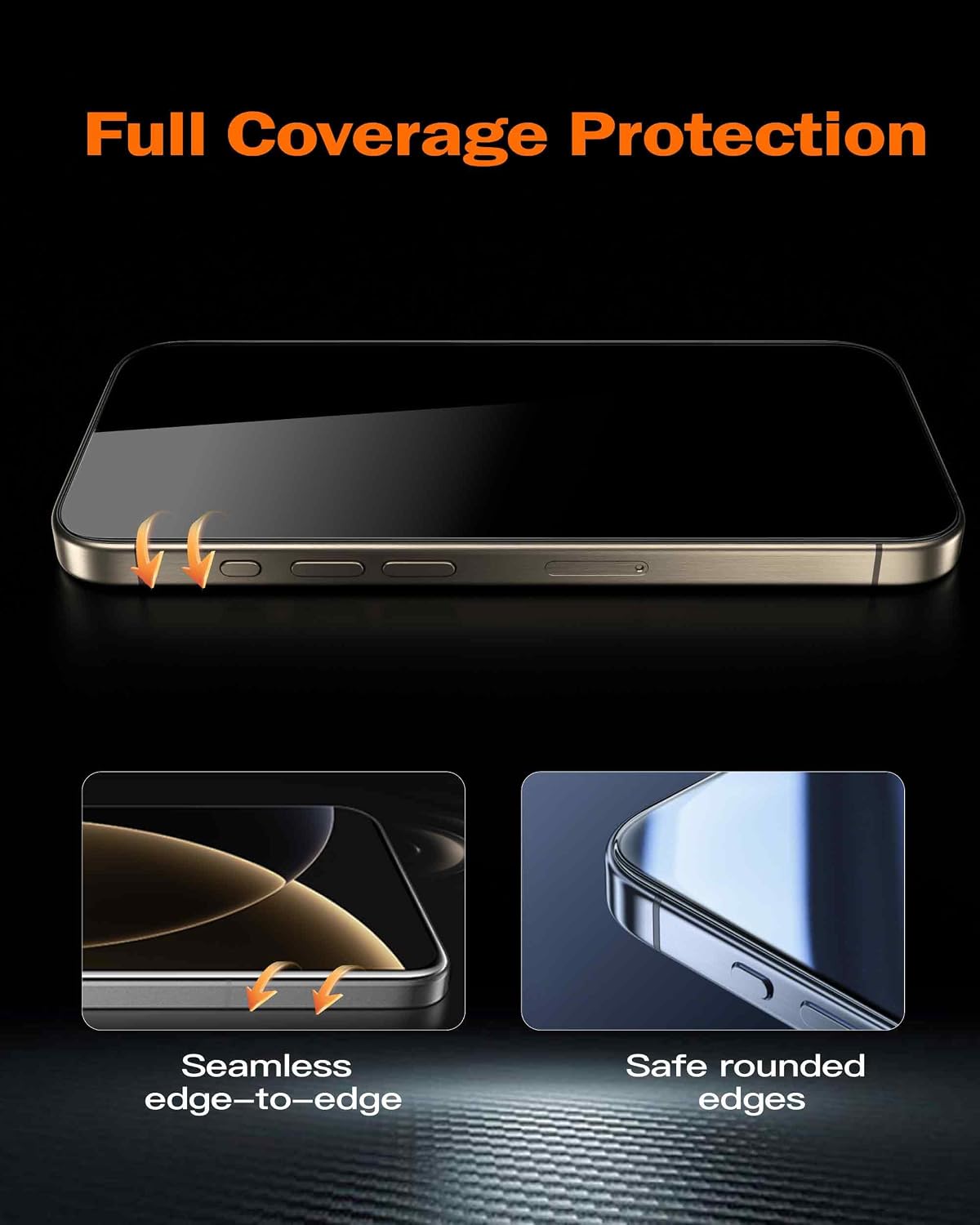 chubbycable 360 Privacy Screen Protector for iPhone 16 Pro, 2 Pack | 4-way anti-spy, tempered glass, auto dust-elimination, bubble free, easy install box, scratch resistant, full coverage