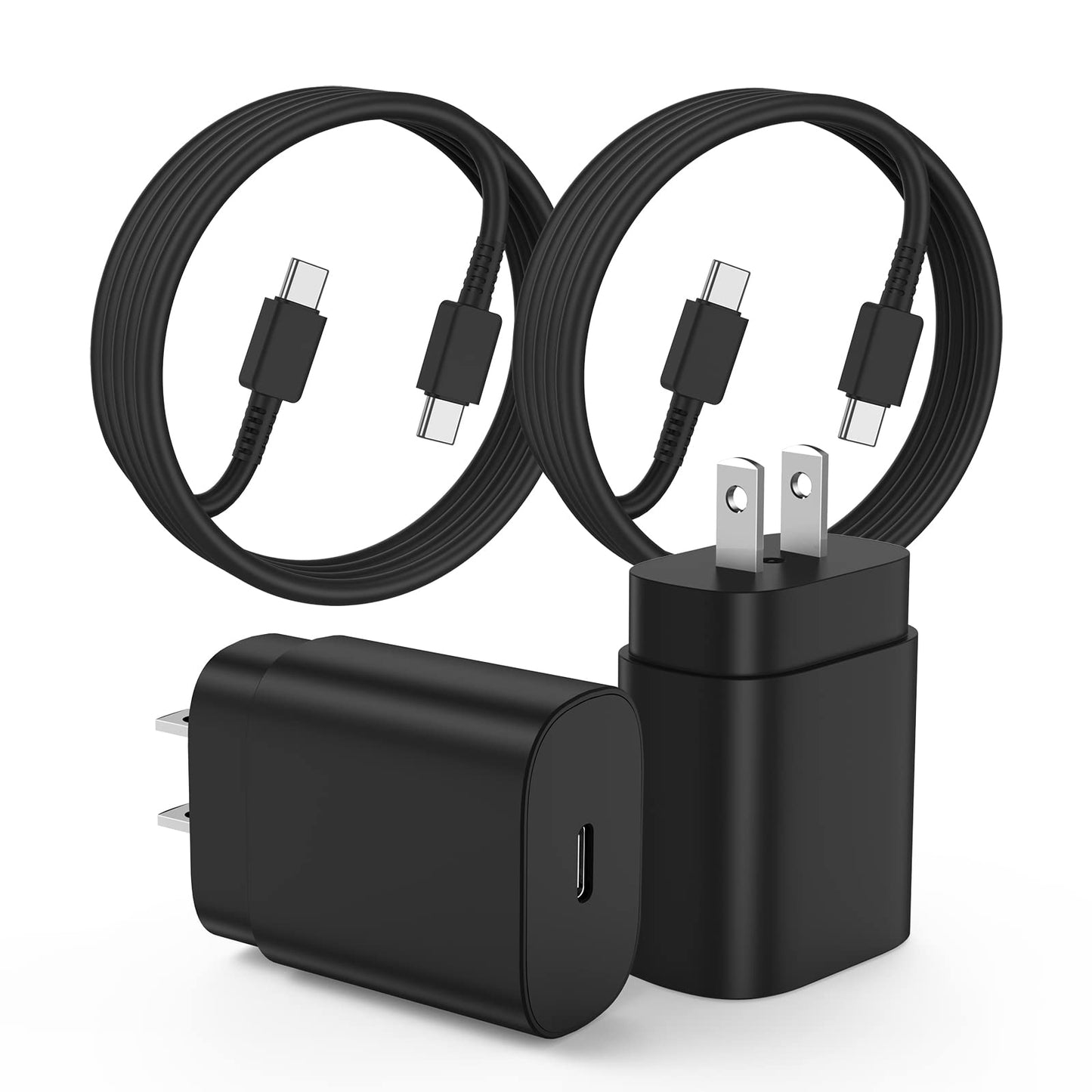 Type C Charger Fast Charging,4Pack 25W Super USB C Fast Charger Block | with 6ft+10ft USB-C Cables ×2 for Samsung Galaxy S26 S25 S24 S23 S22 S21 Plus/Ultra, for iPhone 17 16 15,Android Phones,Black