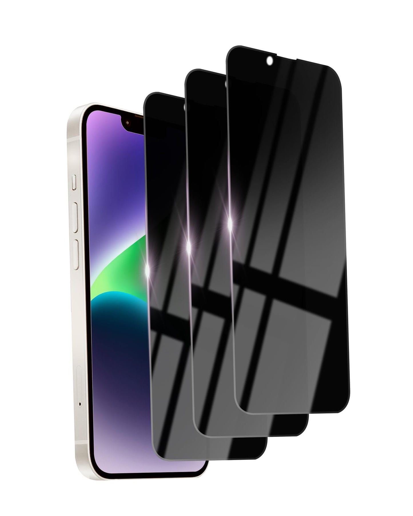 2 Pack Privacy Screen Protector for iPhone 14/13 Pro/13 Tempered Glass 6.1inch Private Saver Purple Anti-Spy Anti-Blue Light Anti-Scratch Full Coverage