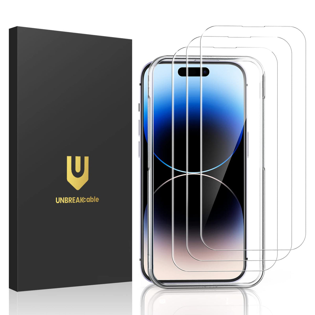 UNBREAKcable 3-Pack Screen Protector for iPhone 16 Tempered Glass | Shatterproof, Easy Install, 9H Hardness, 99.99% HD Clear, Bubble-Free, Anti-Fingerprint, Scratch Resistant, Case Friendly