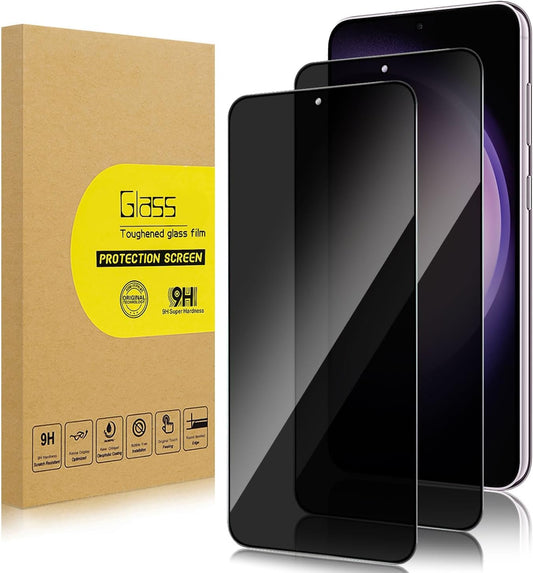 2 Pack Privacy Screen Protector for Samsung Galaxy S23 | [Anti-Spy Tempered Glass] [Fingerprint Unlock Support], Anti-Scratch, Bubble-Free, 9H Protective Glass, for Galaxy S23