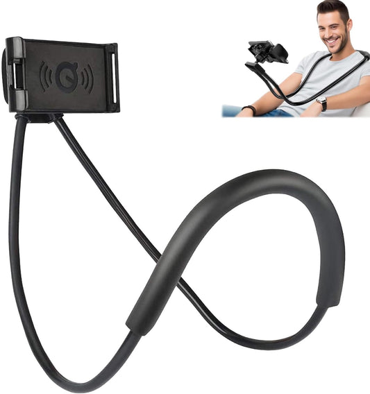 Cell Phone Stand Hanging on Neck Upgraded, Hands-Free Mobile Phone Holder Clip on Bed/Table 360° Rotation iPhone Tablet Mount Bracket, 27.6''/70 cm Length for 4.7''-6.7'' Screen