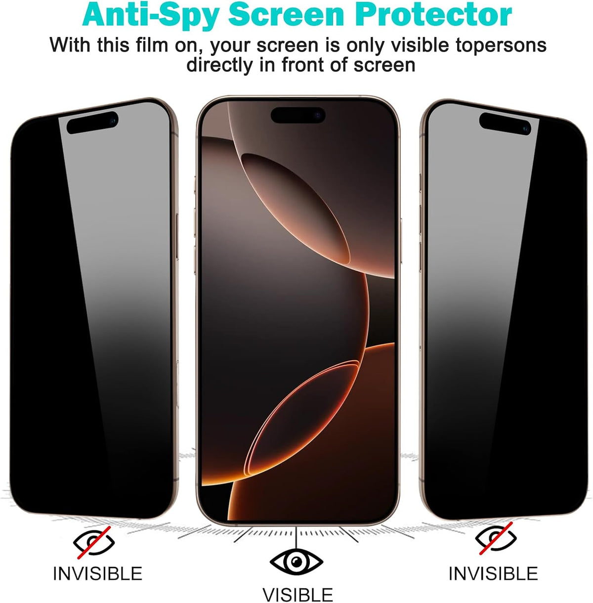 PEHAEL for iPhone 16 Pro Max Privacy Screen Protector+Camera Lens Protector | 3+3 Pack, Installation Frame, Cleaning kits, Anti-Spy Private, Anti-Scratch, 9H Tempered Glass, Case Friendly, [6.9 inch]