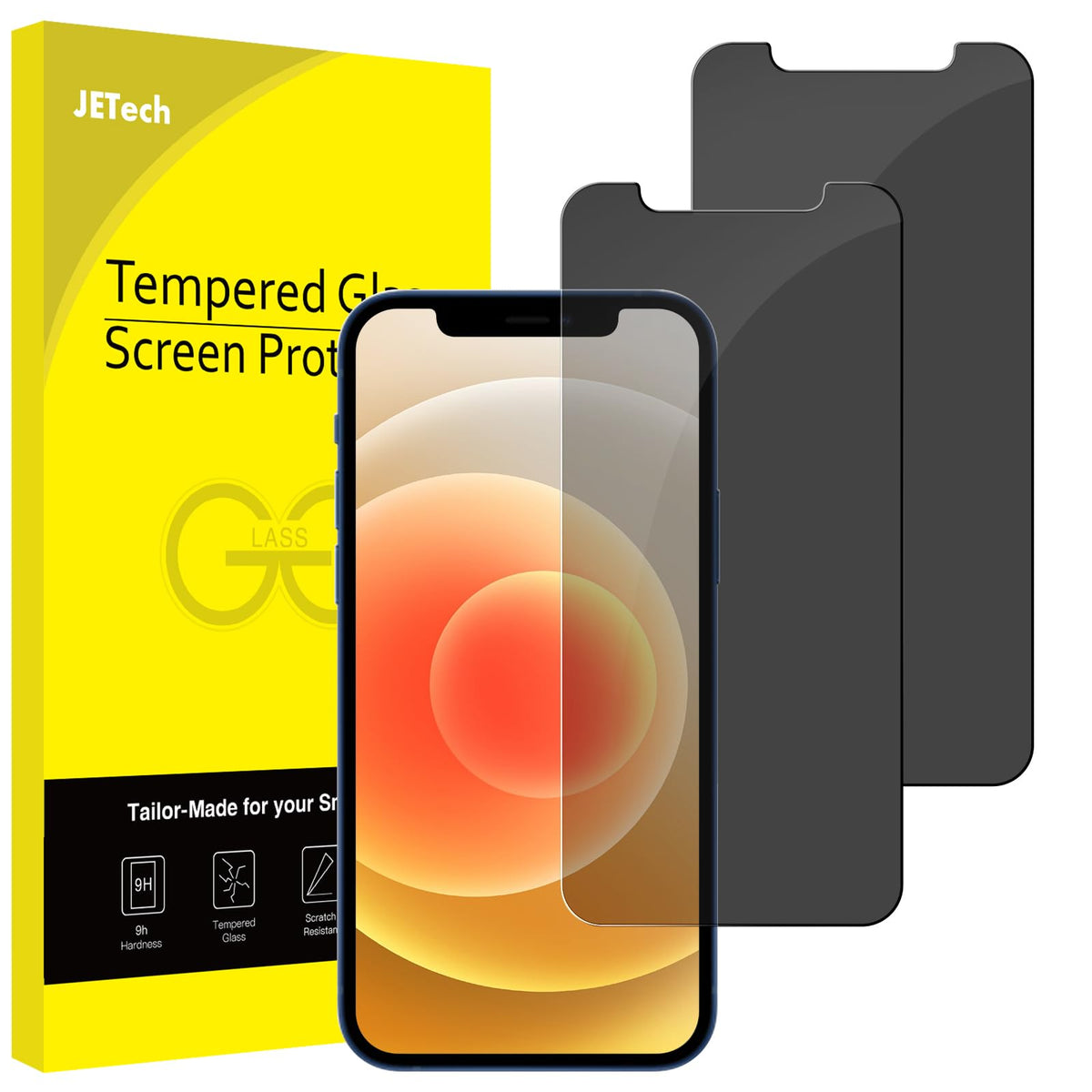 JETech Privacy Screen Protector for iPhone 11/XR, 2-Pack | Anti-Spy Privacy Protection, Tempered Glass, Face ID Compatible