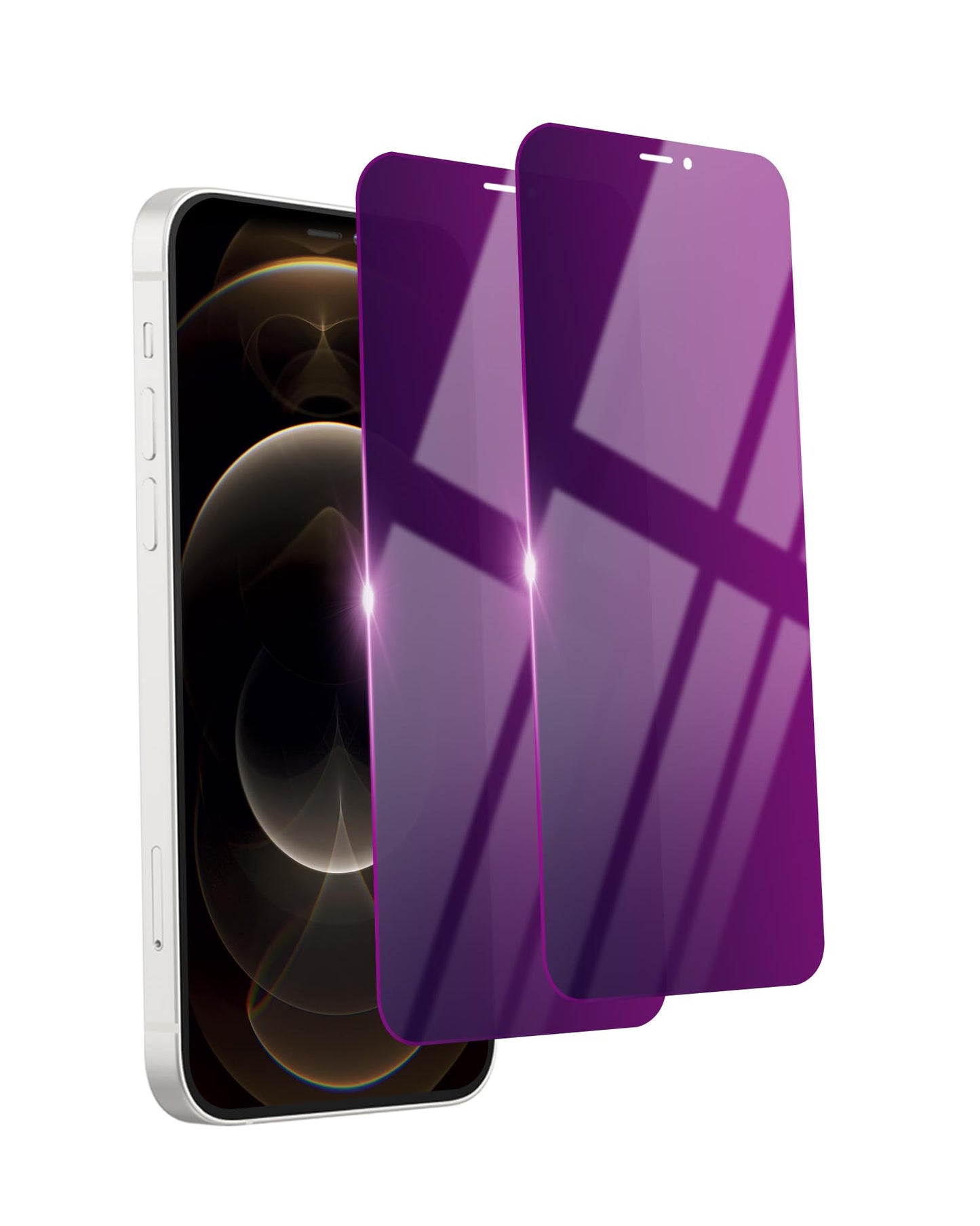 2 Pack Privacy Screen Protector for iPhone 14/13 Pro/13 Tempered Glass 6.1inch Private Saver Purple Anti-Spy Anti-Blue Light Anti-Scratch Full Coverage