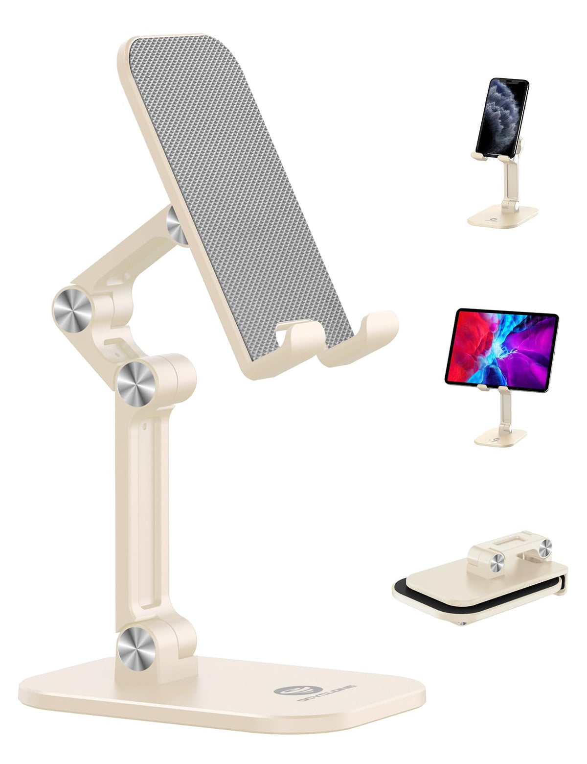 Phone Stand, Foldable Cell Phone Stand Holder for Desk Office Accessories Adjustable Height and Angle iPhone Stand Compatible with 4"-13" Phones iPad Tablet - Black