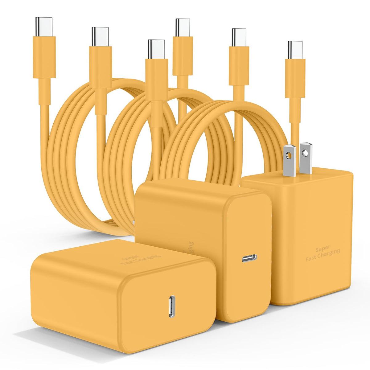 Type C Charger Fast Charging,4Pack 25W Super USB C Fast Charger Block | with 6ft+10ft USB-C Cables ×2 for Samsung Galaxy S26 S25 S24 S23 S22 S21 Plus/Ultra, for iPhone 17 16 15,Android Phones,Black