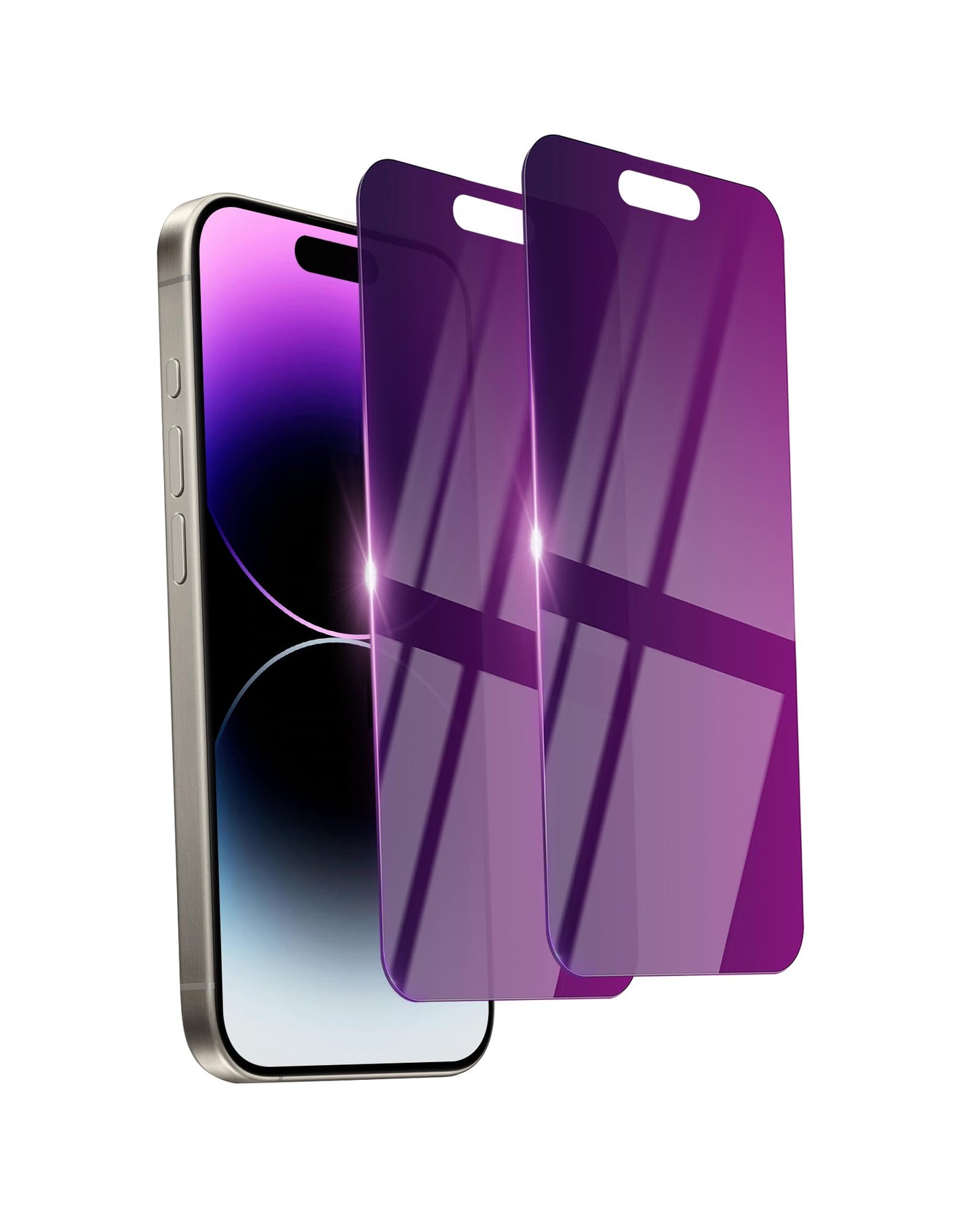 2 Pack Privacy Screen Protector for iPhone 14/13 Pro/13 Tempered Glass 6.1inch Private Saver Purple Anti-Spy Anti-Blue Light Anti-Scratch Full Coverage