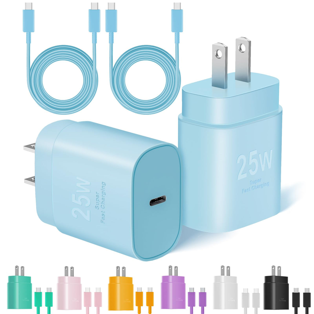 Type C Charger Fast Charging, 2Pack [10FT&6FT] Long USB C Cable with 25W Phone Super Fast Charger Block Compatible with Galaxy S25/S24/Plus/Ultra,iPhone 15/16/17/Air/Plus/Pro Max