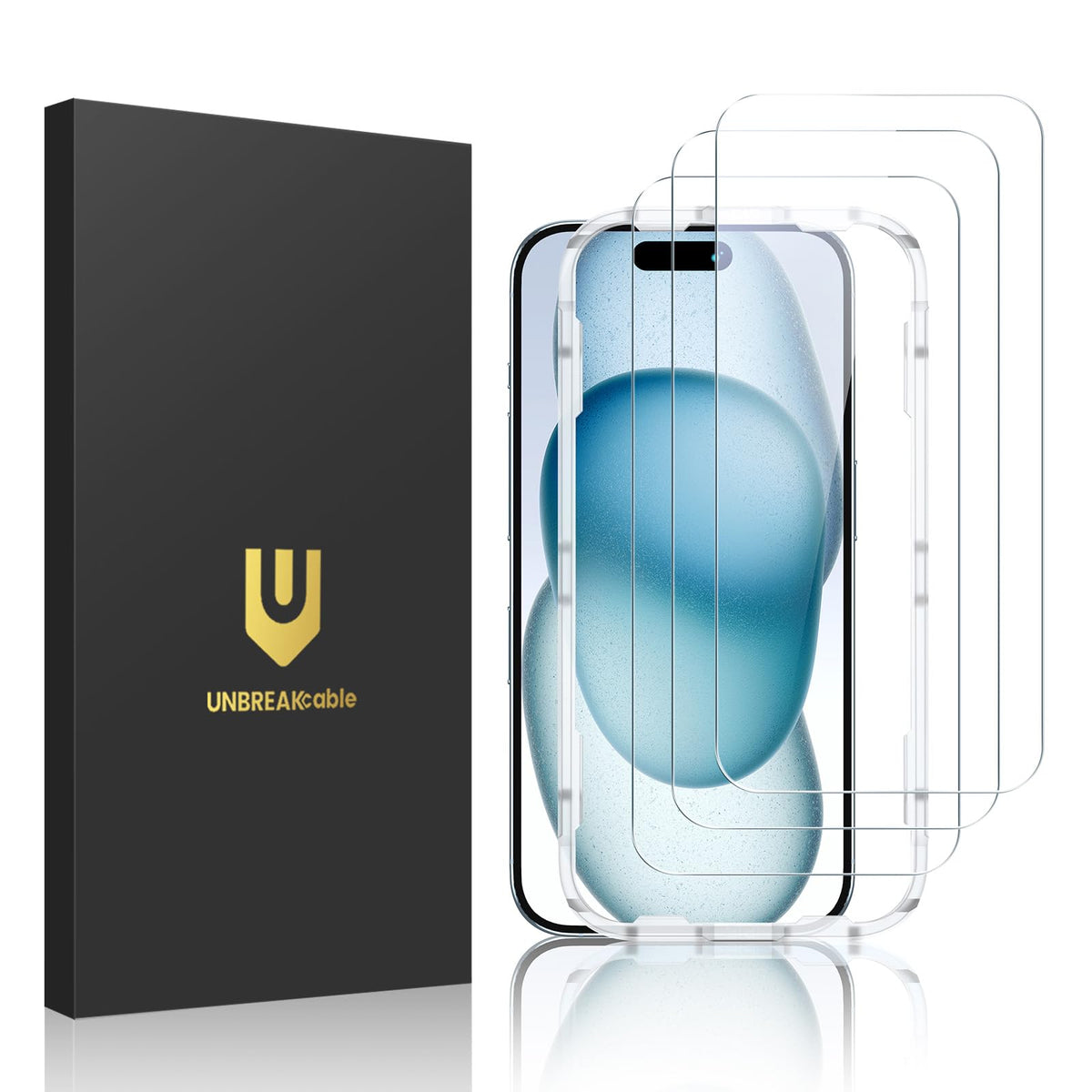 UNBREAKcable 3-Pack Screen Protector for iPhone 16 Tempered Glass | Shatterproof, Easy Install, 9H Hardness, 99.99% HD Clear, Bubble-Free, Anti-Fingerprint, Scratch Resistant, Case Friendly
