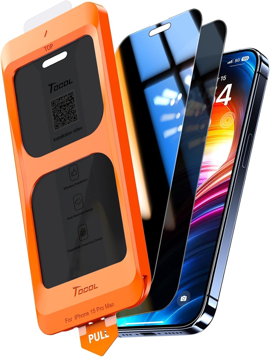 TOCOL for iPhone 17 Pro Max Screen Protector, Clear | Easy Installation Bubble-Free, 9H+ Tempered Glass, 8FT Military Grade Shatterproof, Anti-Scratch, Case Friendly HD 2 Pack