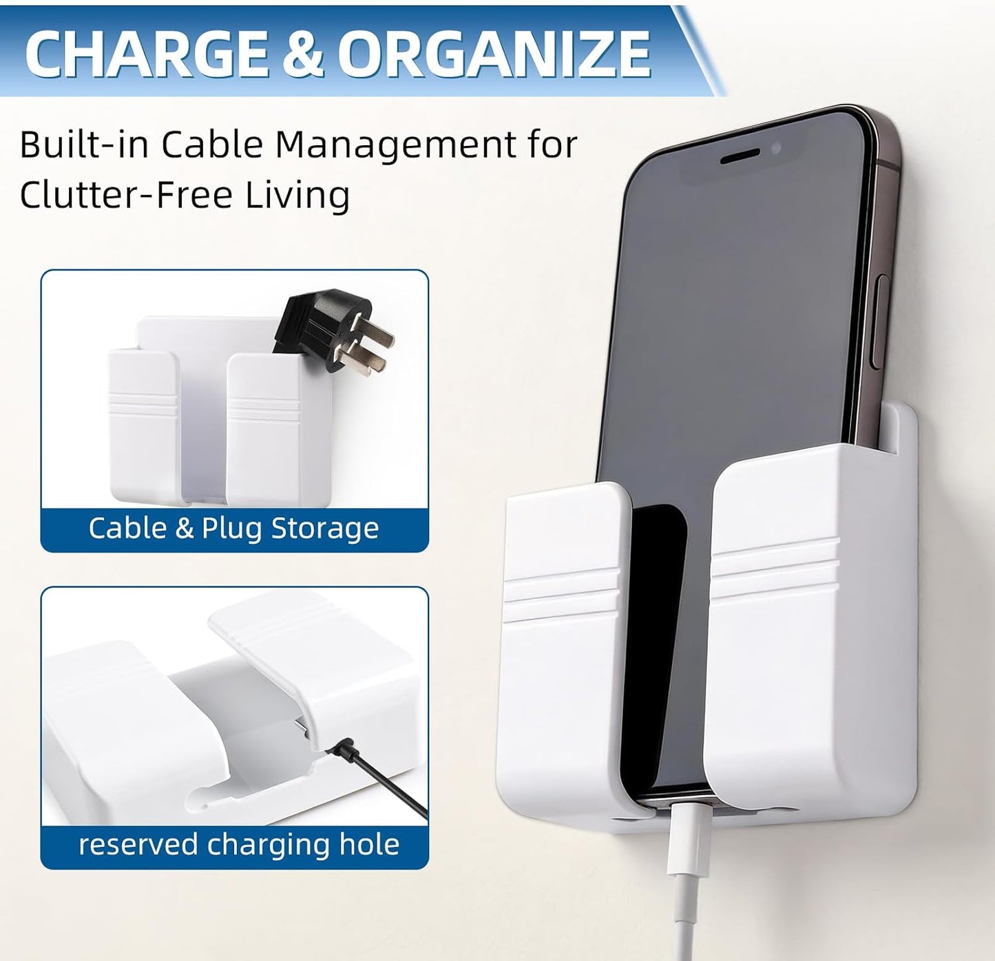 RV Accessories: Boat Accessories & Camper Accessory - Wall Phone Holder for Dorm Room & Apartment Essentials - Travel Trailer & RV Essentials for Inside and Pontoon Boat Accessory(2Pcs-White)
