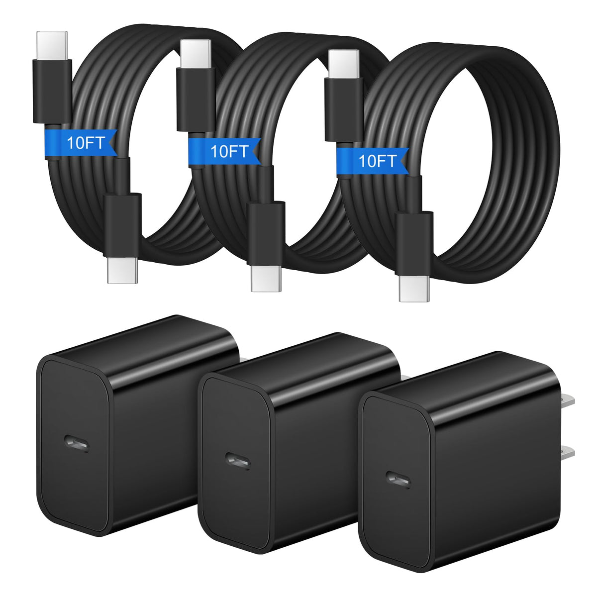 iPhone 17 16 15 Charger Fast Charging 3+3Pack 20W USB C Wall Charger with 6FT Fast Charging Cable Compatible with iPhone 17/17 Air/17 Pro/17 Pro Max/iPhone 16/15 Series, iPad Pro/AirPods