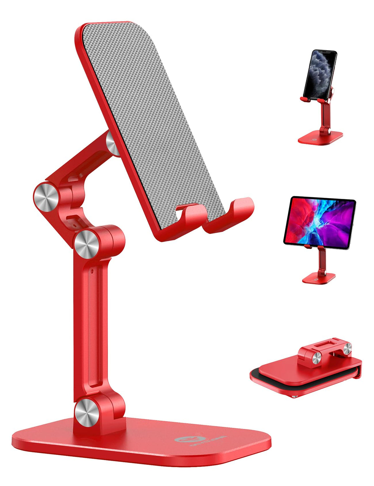 Phone Stand, Foldable Cell Phone Stand Holder for Desk Office Accessories Adjustable Height and Angle iPhone Stand Compatible with 4"-13" Phones iPad Tablet - Black