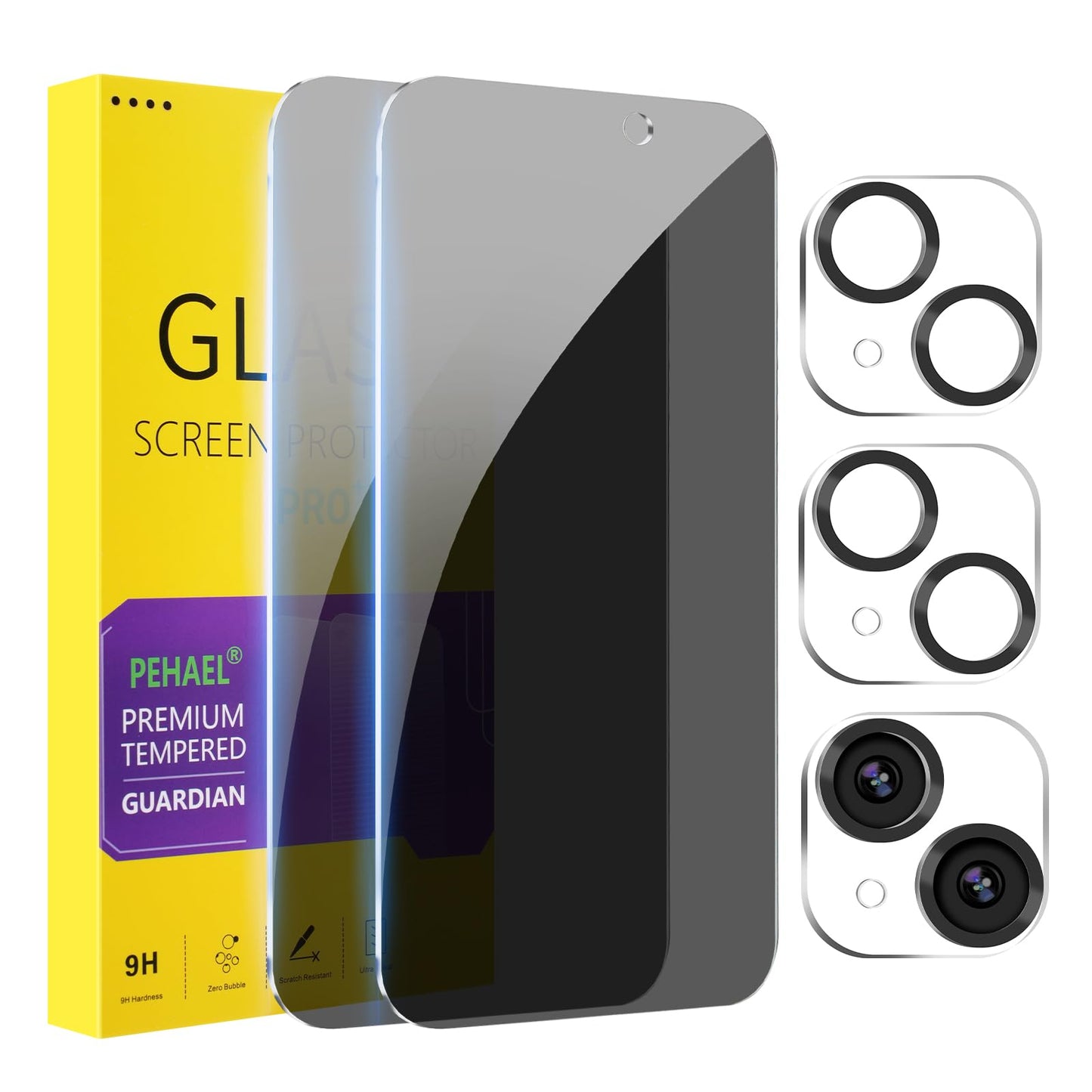 PEHAEL for iPhone 16 Pro Max Privacy Screen Protector+Camera Lens Protector | 3+3 Pack, Installation Frame, Cleaning kits, Anti-Spy Private, Anti-Scratch, 9H Tempered Glass, Case Friendly, [6.9 inch]