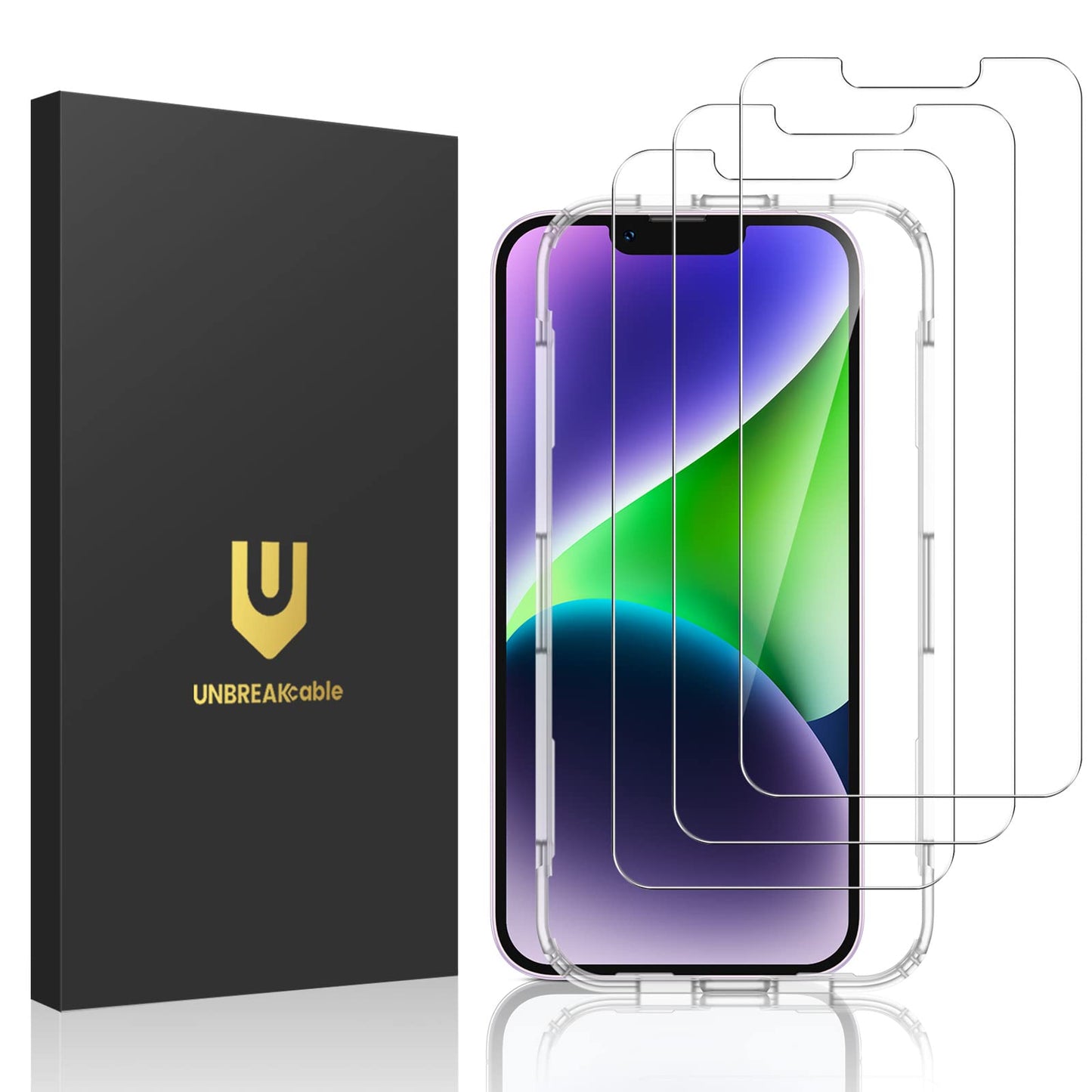 UNBREAKcable 3-Pack Screen Protector for iPhone 16 Tempered Glass | Shatterproof, Easy Install, 9H Hardness, 99.99% HD Clear, Bubble-Free, Anti-Fingerprint, Scratch Resistant, Case Friendly