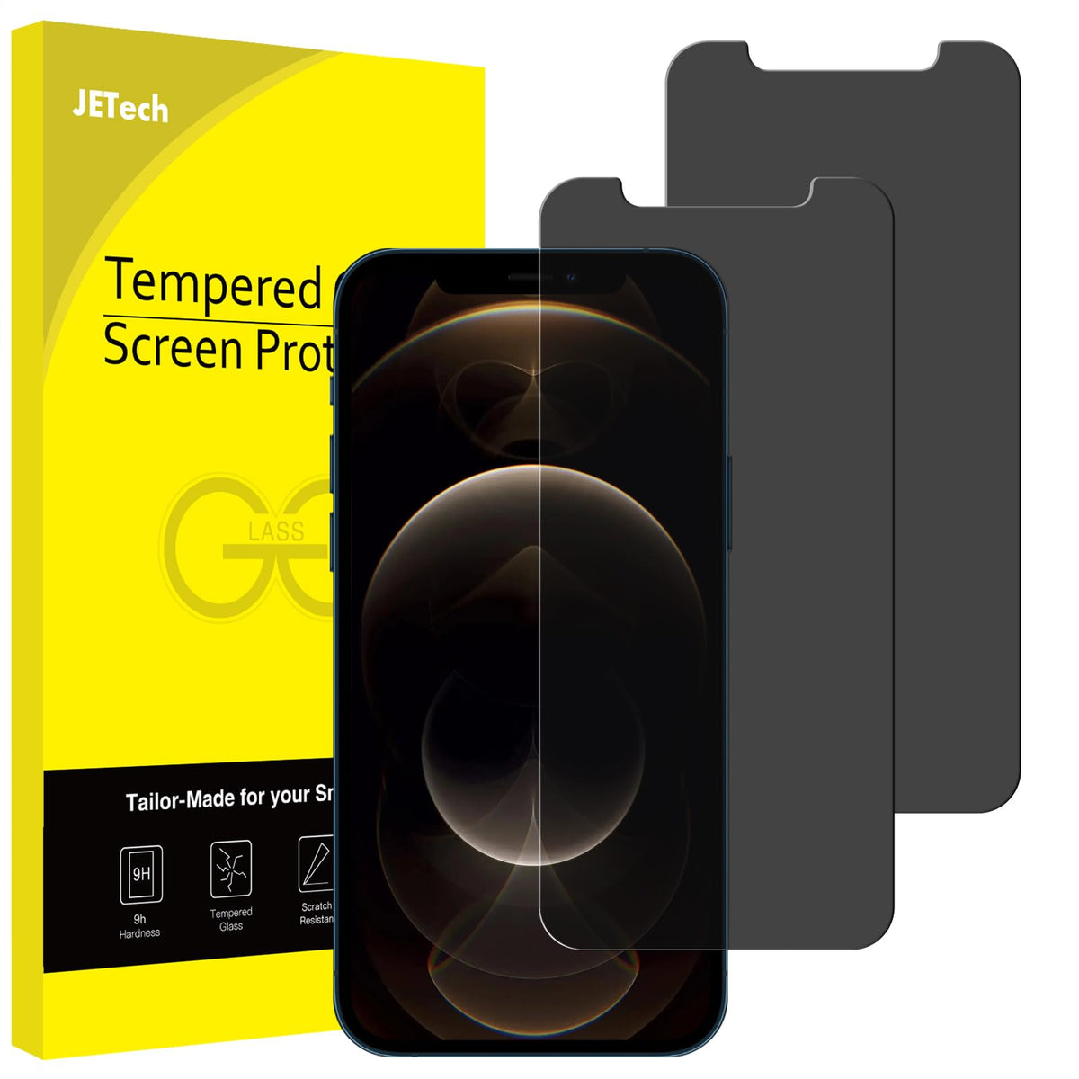 JETech Privacy Screen Protector for iPhone 11/XR, 2-Pack | Anti-Spy Privacy Protection, Tempered Glass, Face ID Compatible