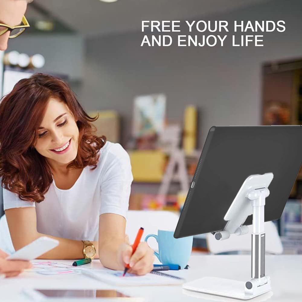Meetuo 2 Pcs Cell Phone Stand for Desk Adjustable Desktop Phone Holder | Adjustable Angle Height, Fully Foldable&Portable, Compatible with iPhone 17/16/15/14/13/12/Smartphones